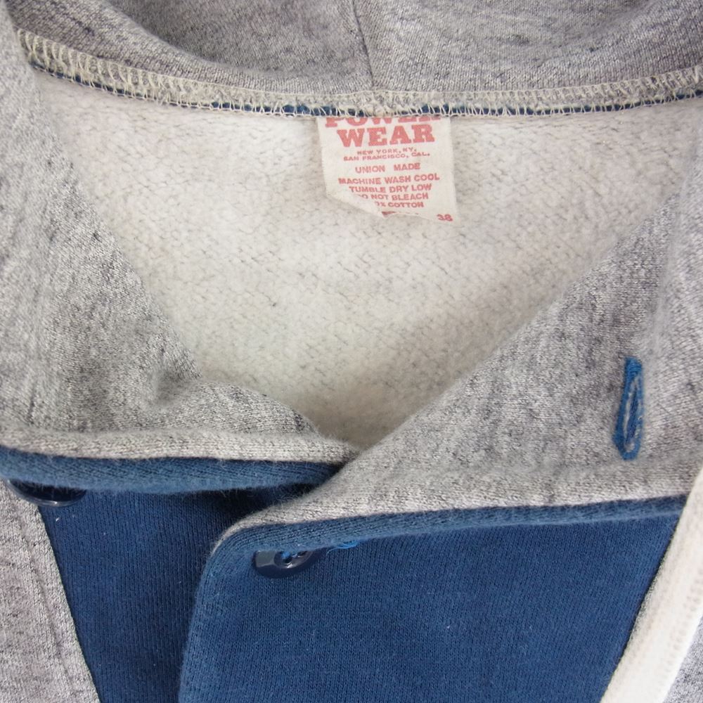 FREEWHEELERS フリーホイーラーズ POWER WEAR PRINTED LABEL 1940年代 スタイル ヘンリーネック タイプ スウェット パーカー グレー系 ネイビー系 S【中古】