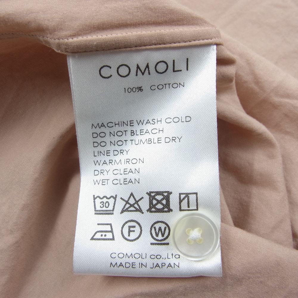COMOLI コモリ 18SS M01-02002 バンドカラー 長袖 シャツ オレンジ系 1