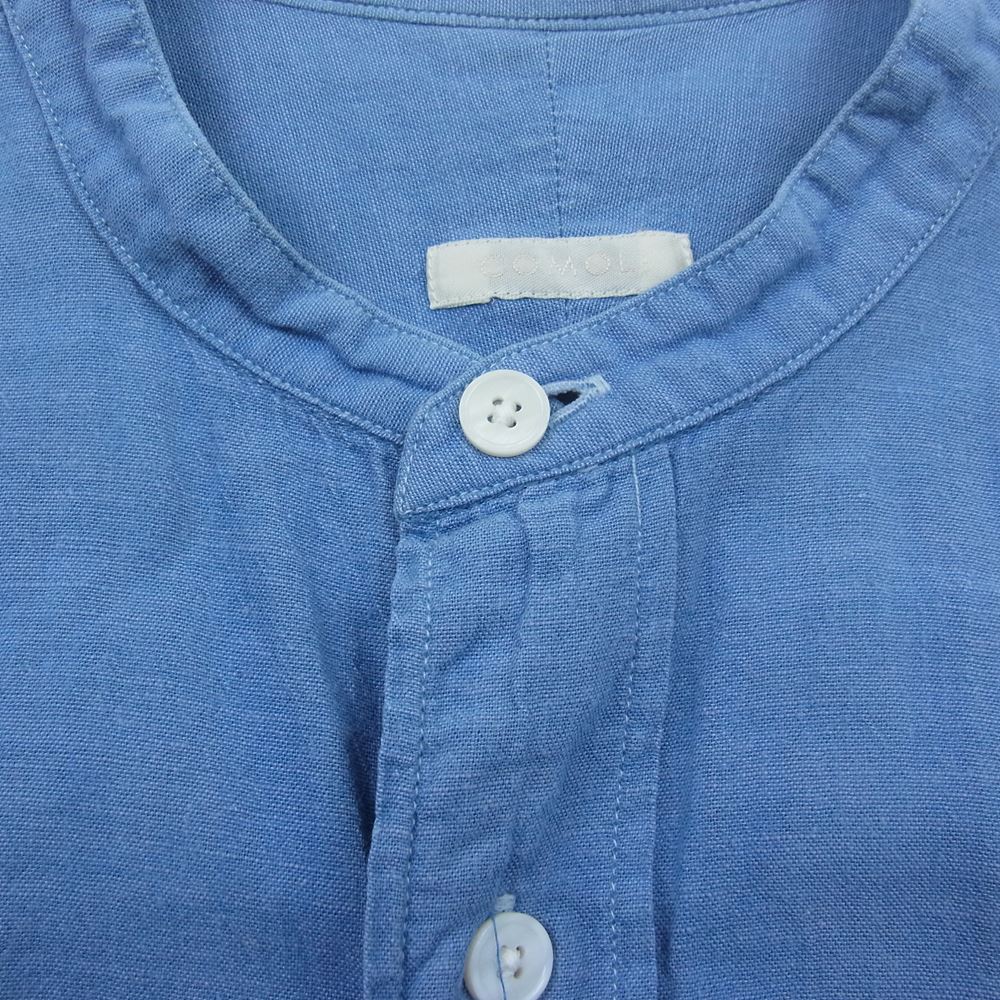 COMOLI コモリ 101-02004 ベタシャン バンドカラー 長袖 シャツ インディゴブルー系 1【中古】