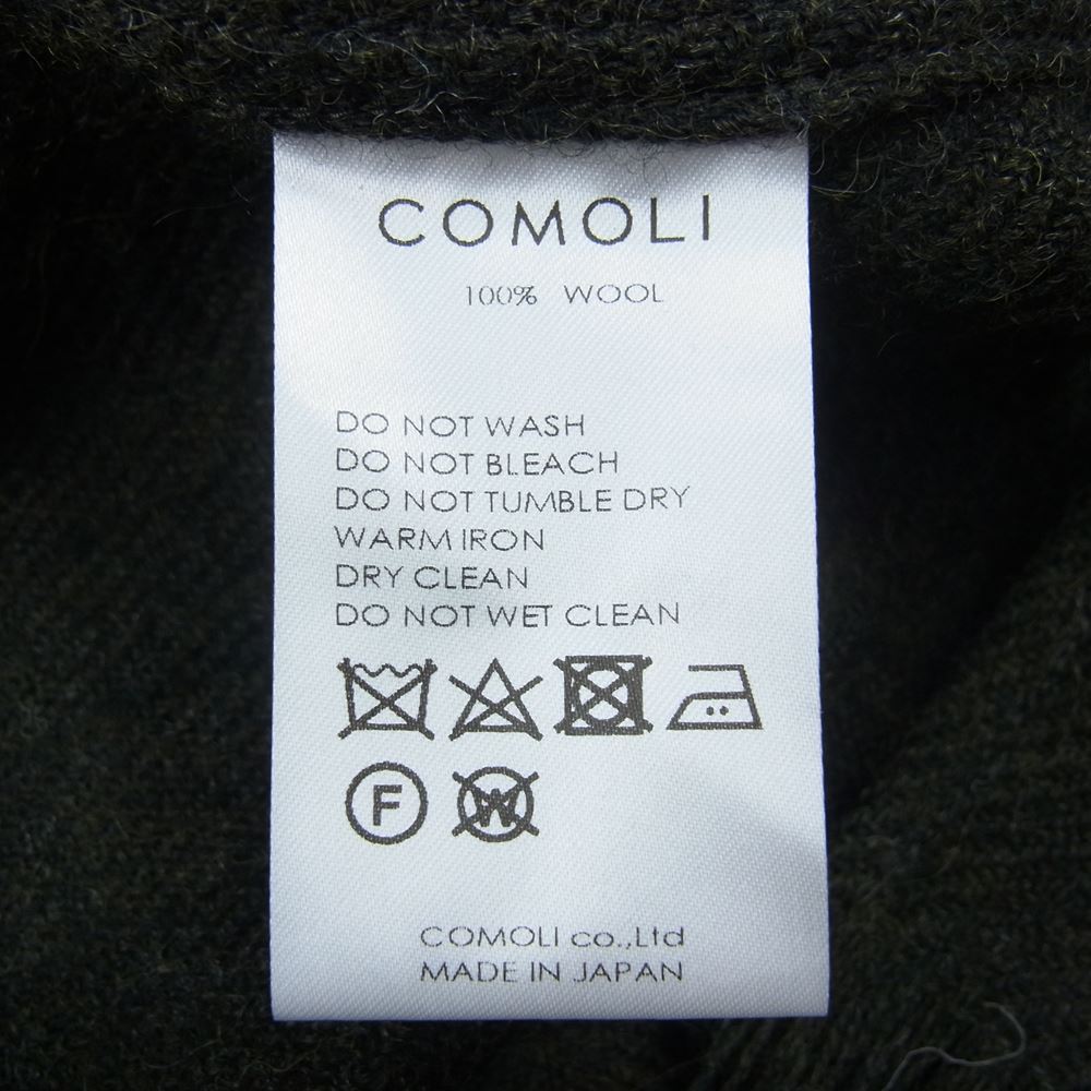 COMOLI コモリ 19AW Q03-01011 ストール ボタンレス ウール ジャケット カーキ系【中古】