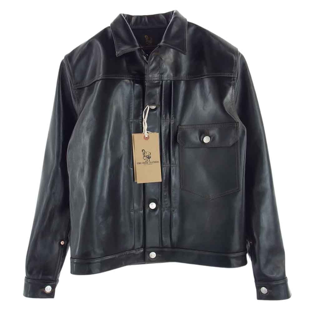 FINE CREEK LEATHERS FCJK001  Richmond ホースハイド 1.2mm フルベジタブルタンニンなめし アニリン仕上げ 馬革 レザー ジャケット ブラック系 40【新古品】【未使用】【中古】