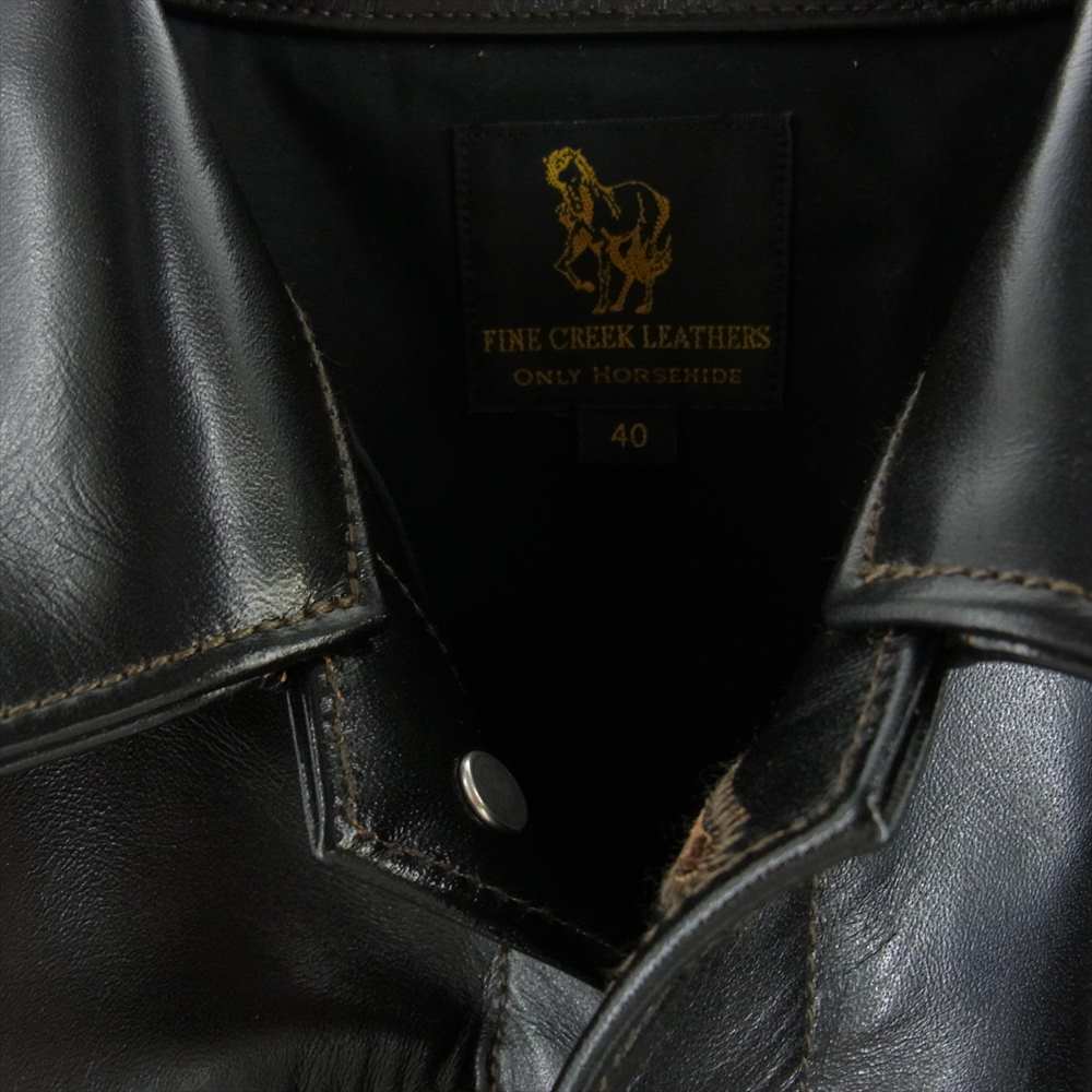 FINE CREEK LEATHERS FCJK001  Richmond ホースハイド 1.2mm フルベジタブルタンニンなめし アニリン仕上げ 馬革 レザー ジャケット ブラック系 40【新古品】【未使用】【中古】