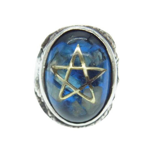ALEX STREETER アレックスストリーター Angel Heart Ring エンジェル ハート リング シルバー系 ブルー系 約18号【中古】