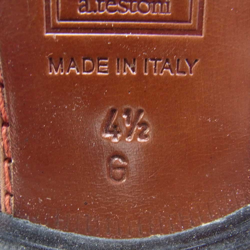 a.testoni ア・テストーニ 711 ラウンドトゥ フラットフォーム レースアップ カーフレザー ストレートチップ シューズ ブラック系 UK4.5【中古】