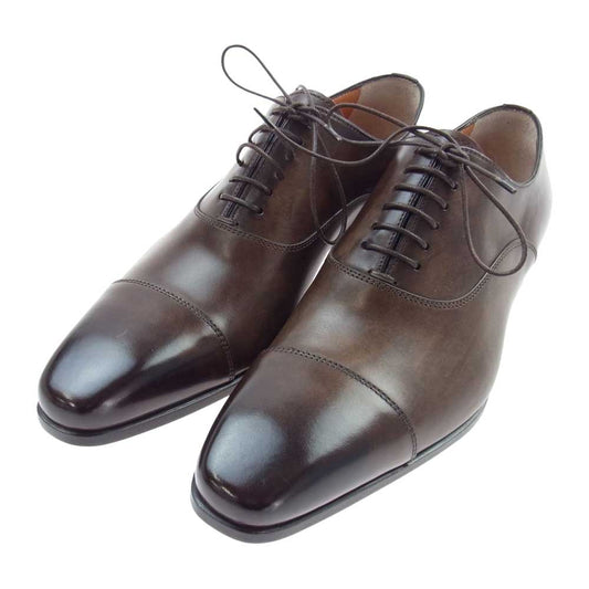 Santoni サントーニ 15004 ロングノーズフォルム ストレートチップ レザー ドレス シューズ ブラウン系 UK 4【新古品】【未使用】【中古】
