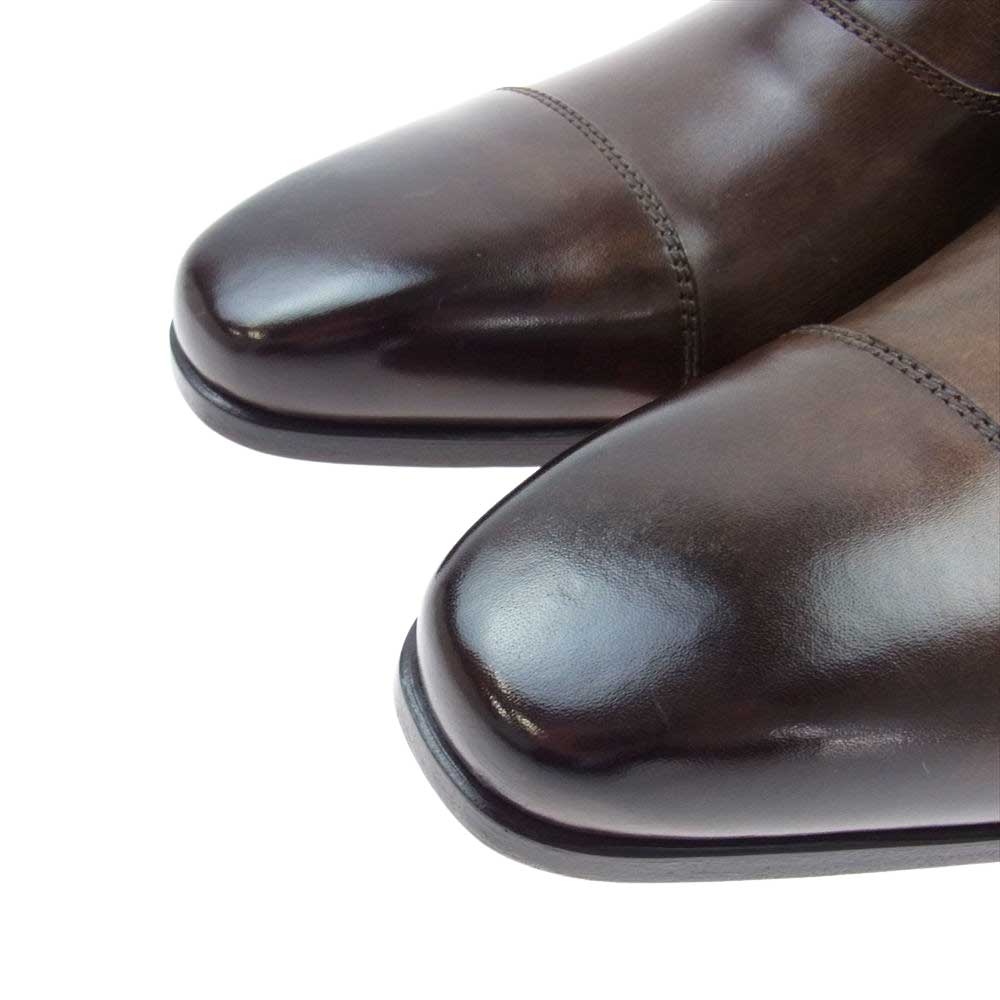 Santoni サントーニ 15004 ロングノーズフォルム ストレートチップ レザー ドレス シューズ ブラウン系 UK 4【新古品】【未使用】【中古】