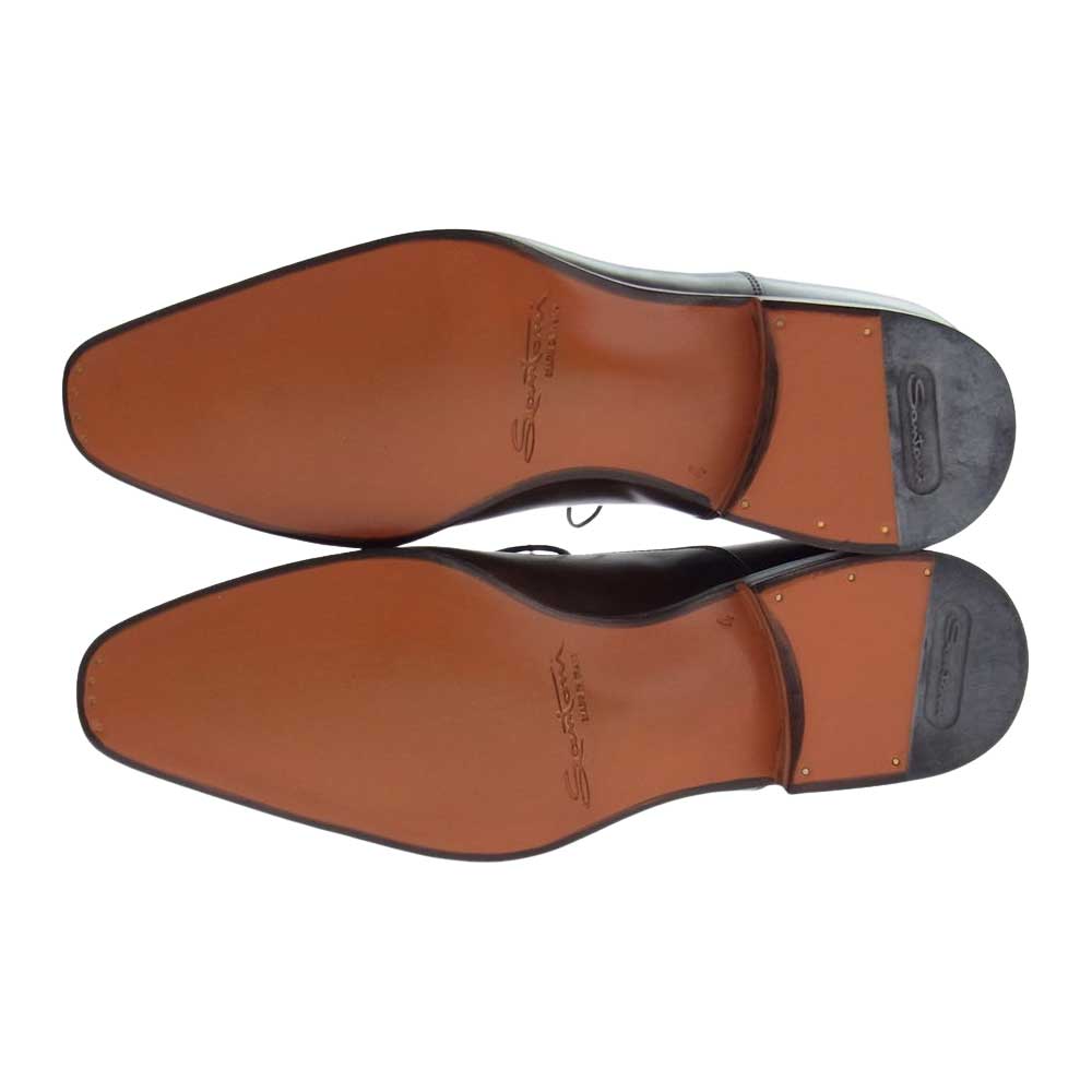 Santoni サントーニ 15004 ロングノーズフォルム ストレートチップ レザー ドレス シューズ ブラウン系 UK 4【新古品】【未使用】【中古】