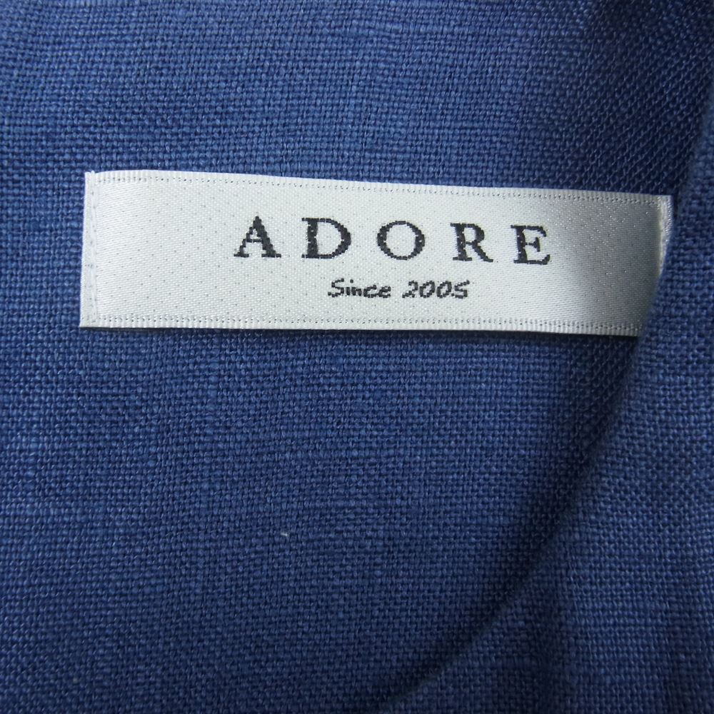 ADORE アドーア 531-6140436 リネン ノースリーブ ワンピース ネイビー系 36【中古】