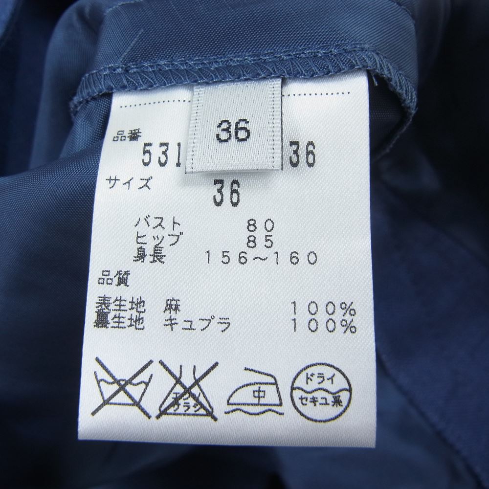 ADORE アドーア 531-6140436 リネン ノースリーブ ワンピース ネイビー系 36【中古】
