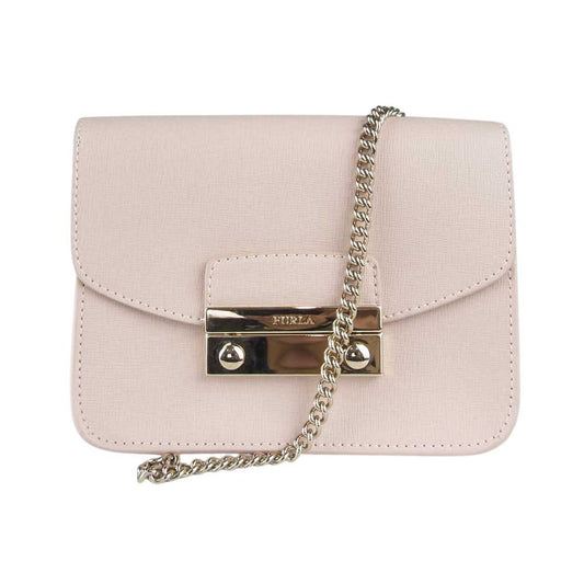 Furla フルラ スタッズ チェーン ショルダー バッグ ピンク系【中古】
