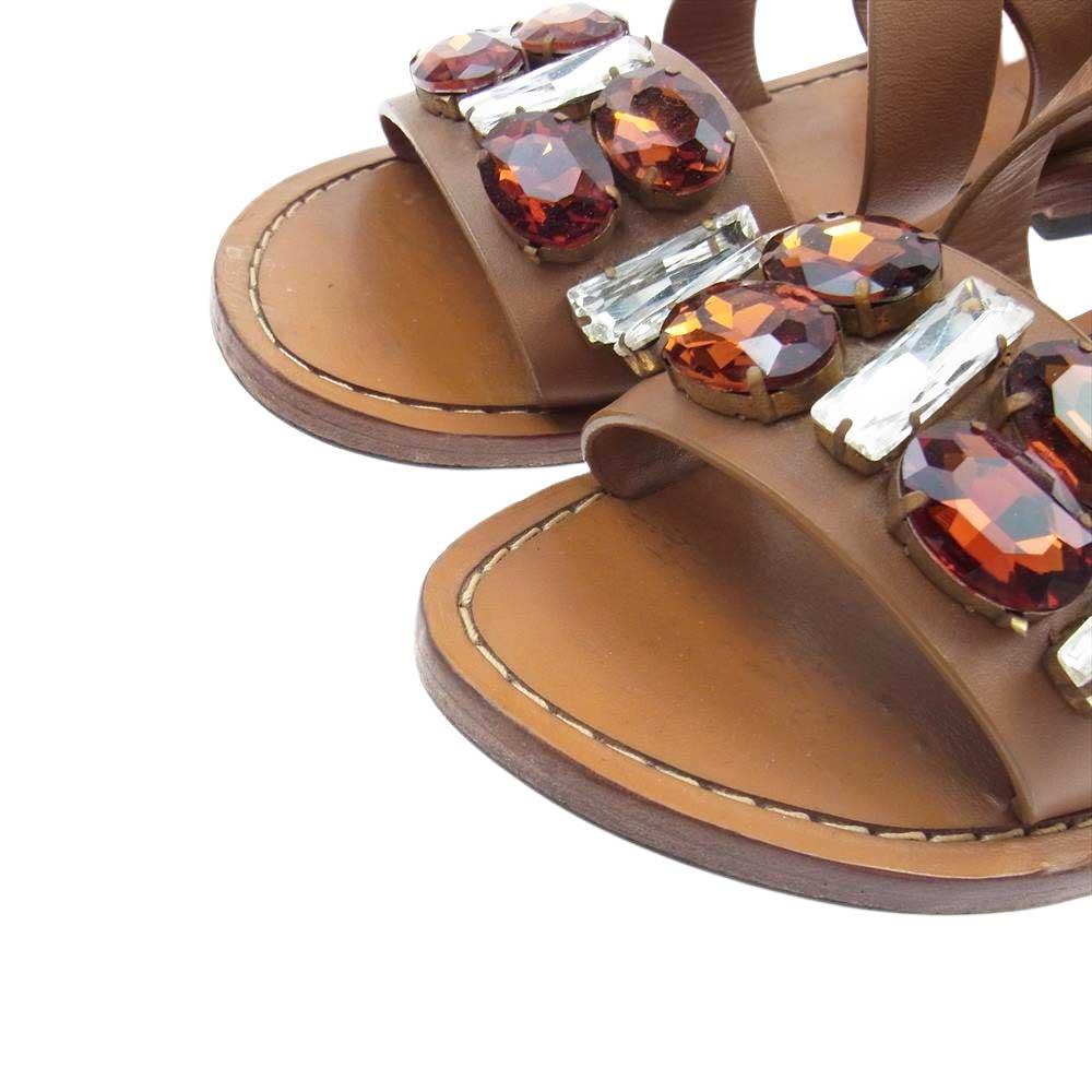 MARNI マルニ レザー ビジュー フラット サンダル ライトブラウン系 36【中古】