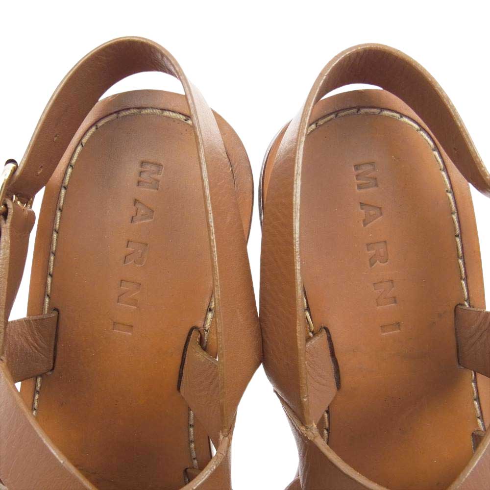 MARNI マルニ レザー ビジュー フラット サンダル ライトブラウン系 36【中古】