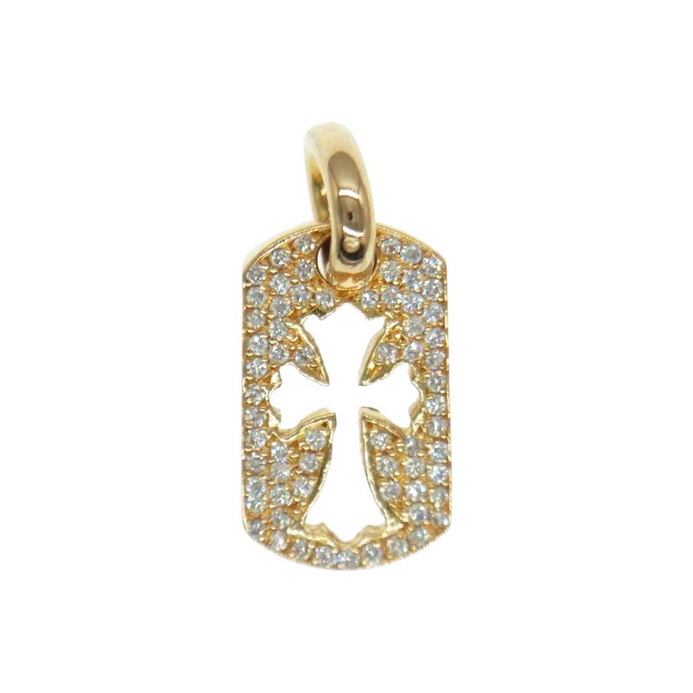 CHROME HEARTS クロムハーツ（原本無） 22K DT TNY CO CRS P/D タイニー カットアウト クロス ドッグタグ パヴェ ダイヤ チャーム ゴールド系【中古】