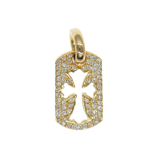 CHROME HEARTS クロムハーツ（原本無） 22K DT TNY CO CRS P/D タイニー カットアウト クロス ドッグタグ パヴェ ダイヤ チャーム ゴールド系【中古】