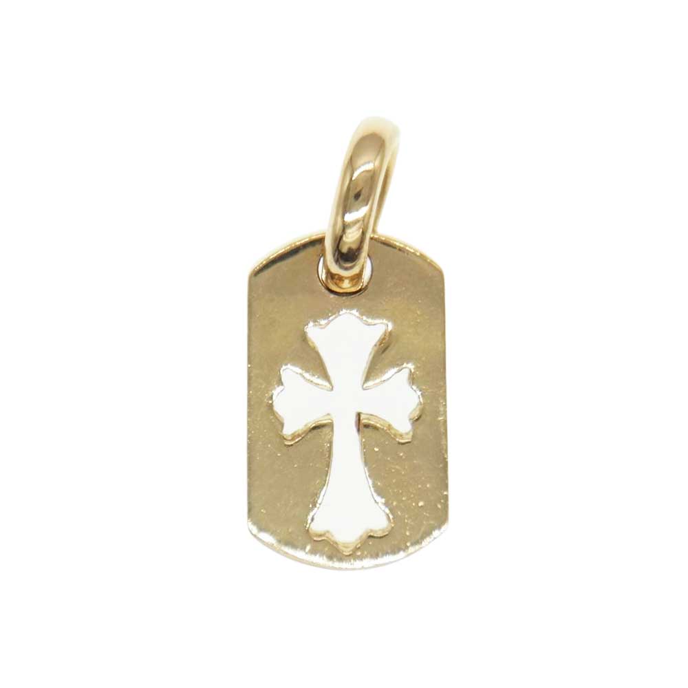 CHROME HEARTS クロムハーツ（原本無） 22K DT TNY CO CRS P/D タイニー カットアウト クロス ドッグタグ パヴェ ダイヤ チャーム ゴールド系【中古】