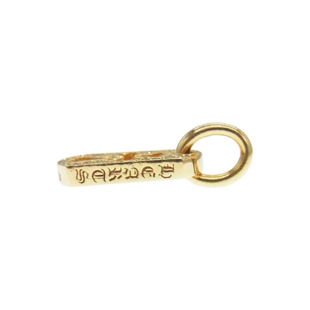 CHROME HEARTS クロムハーツ（原本無） 22K DT TNY CO CRS P/D タイニー カットアウト クロス ドッグタグ パヴェ ダイヤ チャーム ゴールド系【中古】