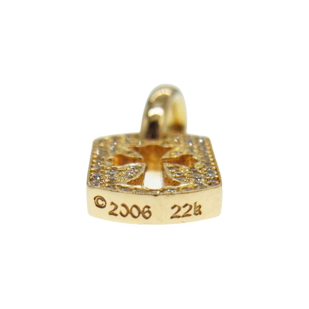 CHROME HEARTS クロムハーツ（原本無） 22K DT TNY CO CRS P/D タイニー カットアウト クロス ドッグタグ パヴェ ダイヤ チャーム ゴールド系【中古】