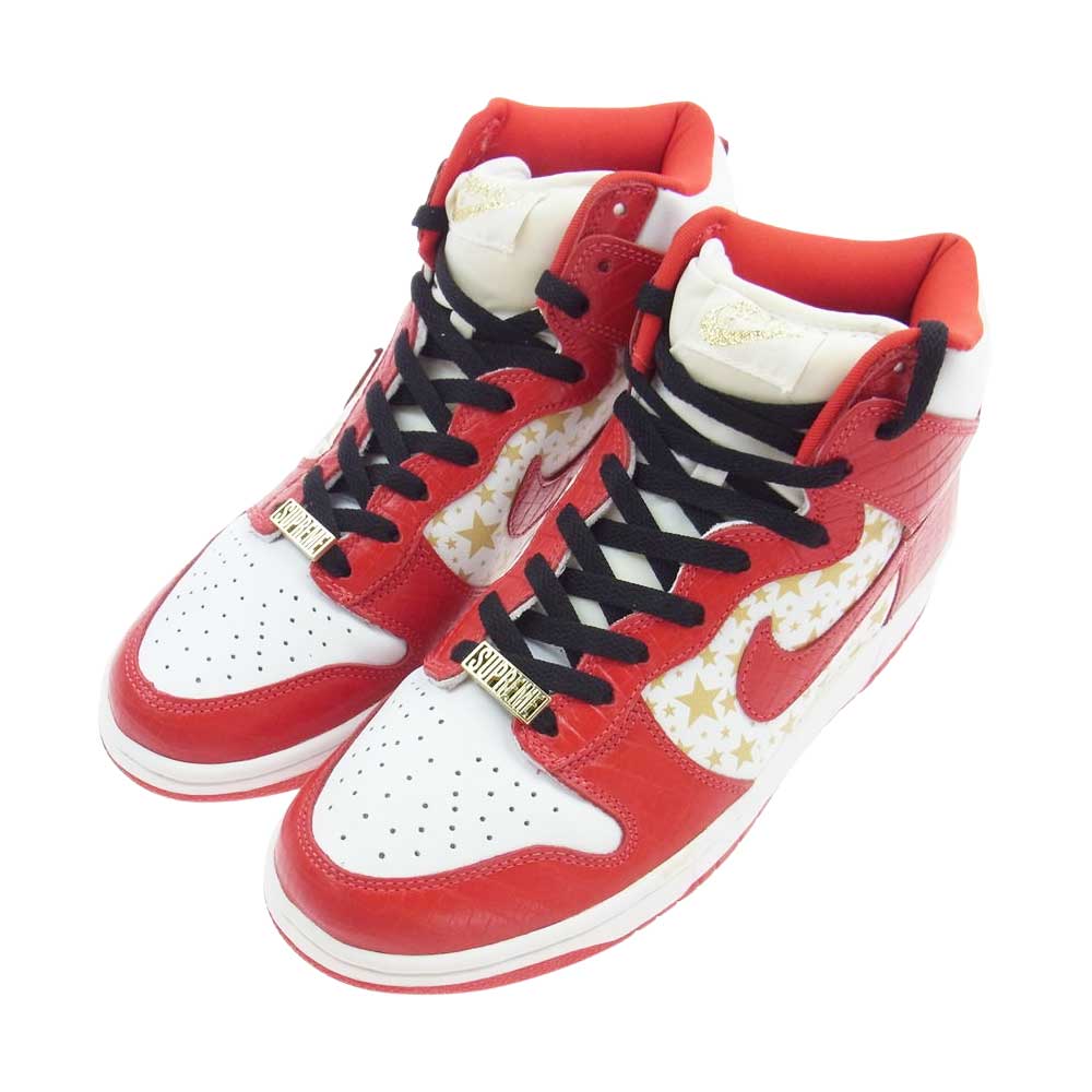 Supreme シュプリーム 307385-161 × NIKE DUNK HIGH PRO SB ナイキ ダンクハイ プロ エスビー ハイカット スニーカー シューズ レッド系 ホワイト系 27.5cm【美品】【中古】