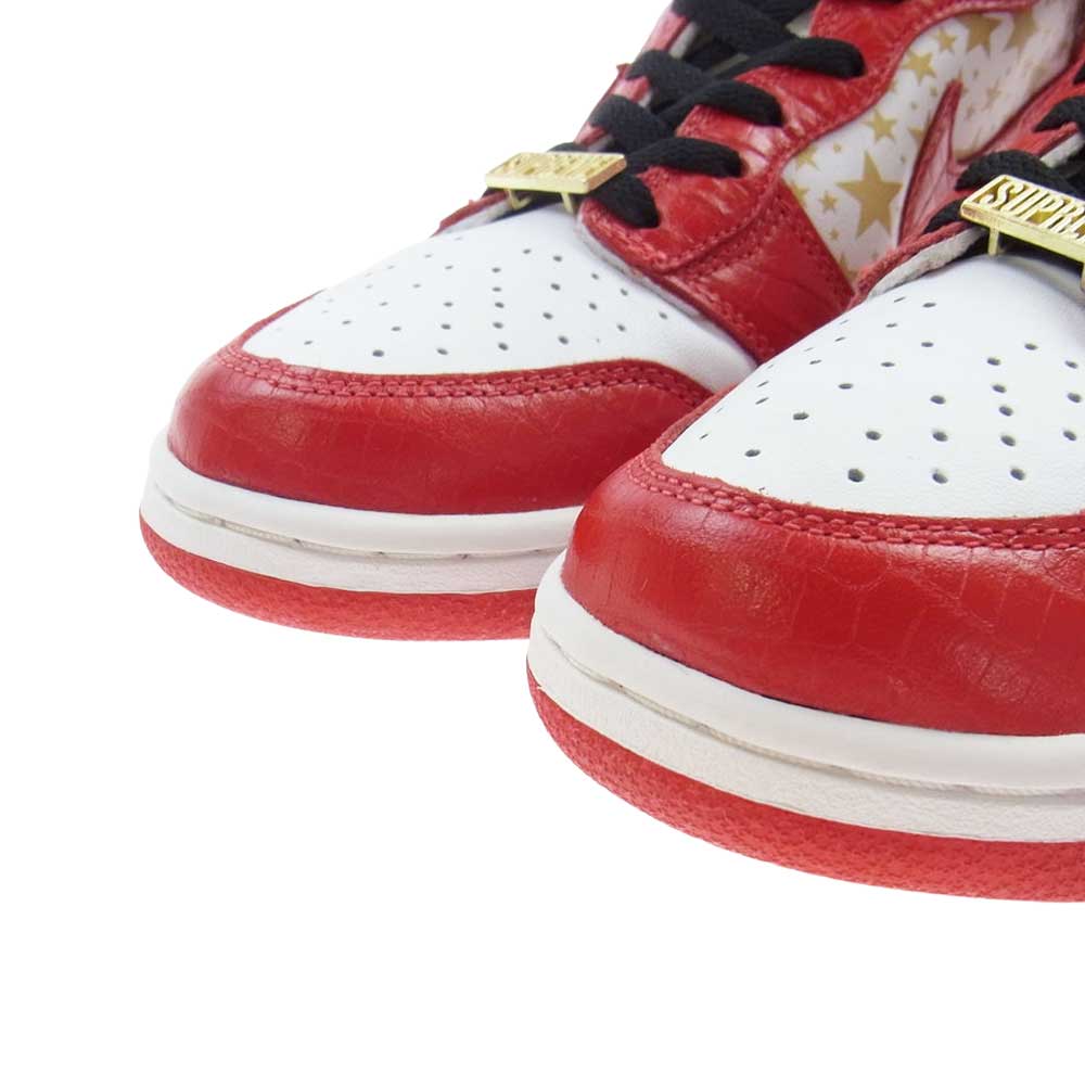 Supreme シュプリーム 307385-161 × NIKE DUNK HIGH PRO SB ナイキ ダンクハイ プロ エスビー ハイカット スニーカー シューズ レッド系 ホワイト系 27.5cm【美品】【中古】