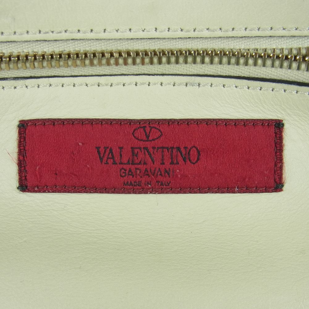 VALENTINO ヴァレンティノ ロックスタッズ レザー 2WAY ハンド ショルダー バッグ イタリア製 ベージュ系【中古】