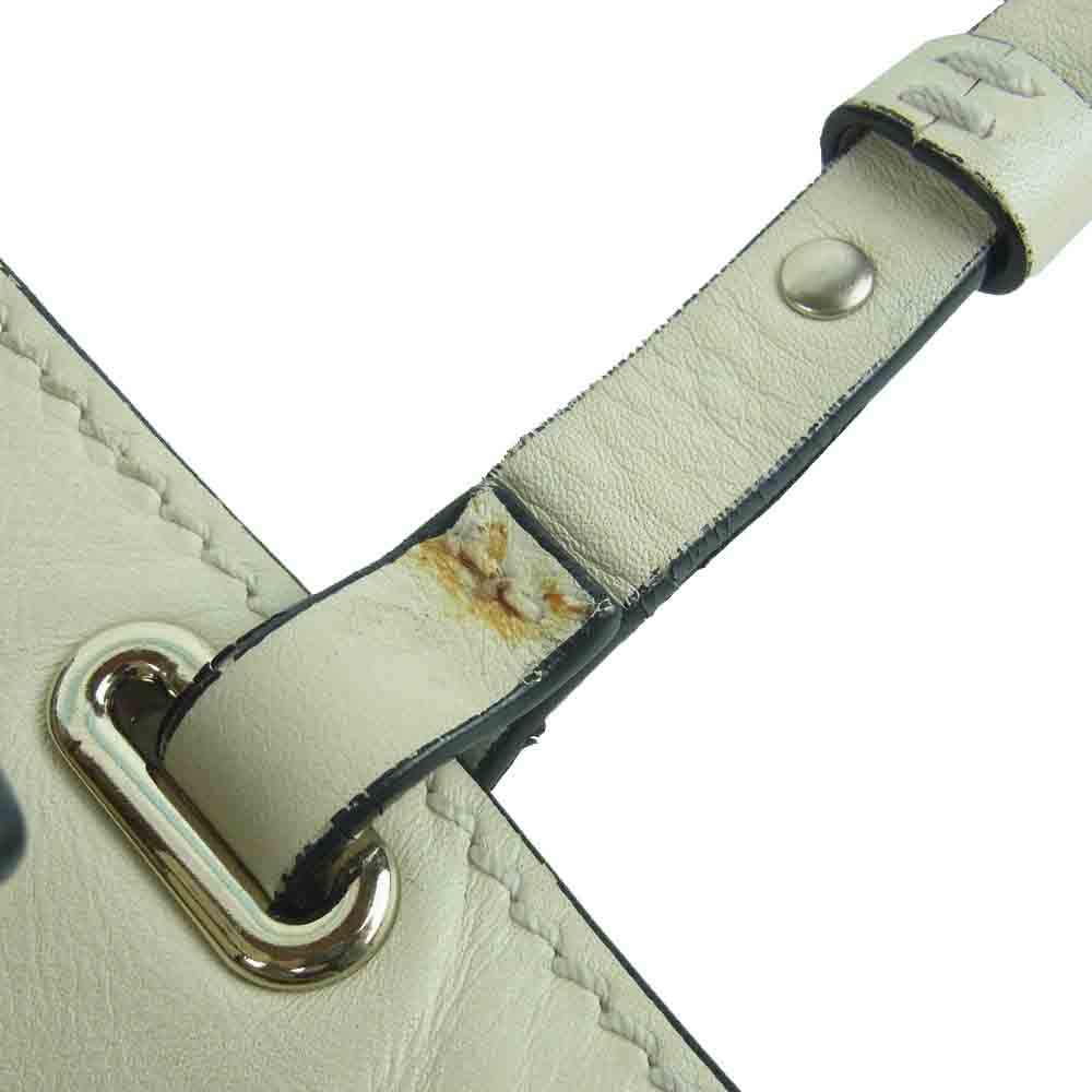 VALENTINO ヴァレンティノ ロックスタッズ レザー 2WAY ハンド ショルダー バッグ イタリア製 ベージュ系【中古】