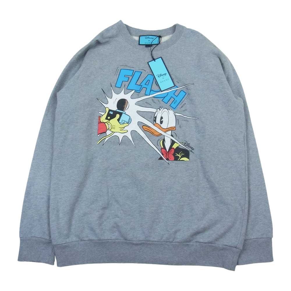 GUCCI グッチ 623245 Disney ディズニー Donald Duck ドナルドダック ダメージ加工 クルーネック スウェット グレー系 L【中古】