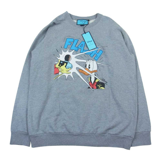 GUCCI グッチ 623245 Disney ディズニー Donald Duck ドナルドダック ダメージ加工 クルーネック スウェット グレー系 L【中古】