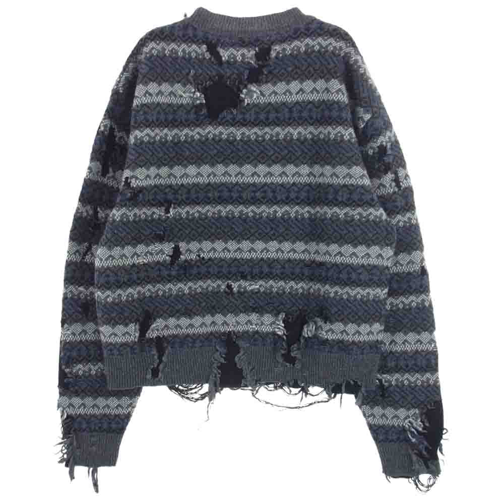 BALENCIAGA バレンシアガ 663872 T1609 デストロイド クルーネック ニット ダークグレー系【中古】