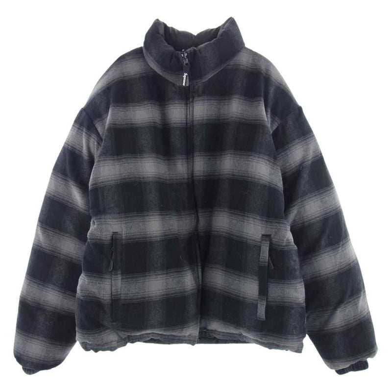 Supreme シュプリーム 22AW Flannel Reversible Puffer Jacket フランネル リバーシブル パファー ジャケット  ブラック系 グレー系 M【中古】