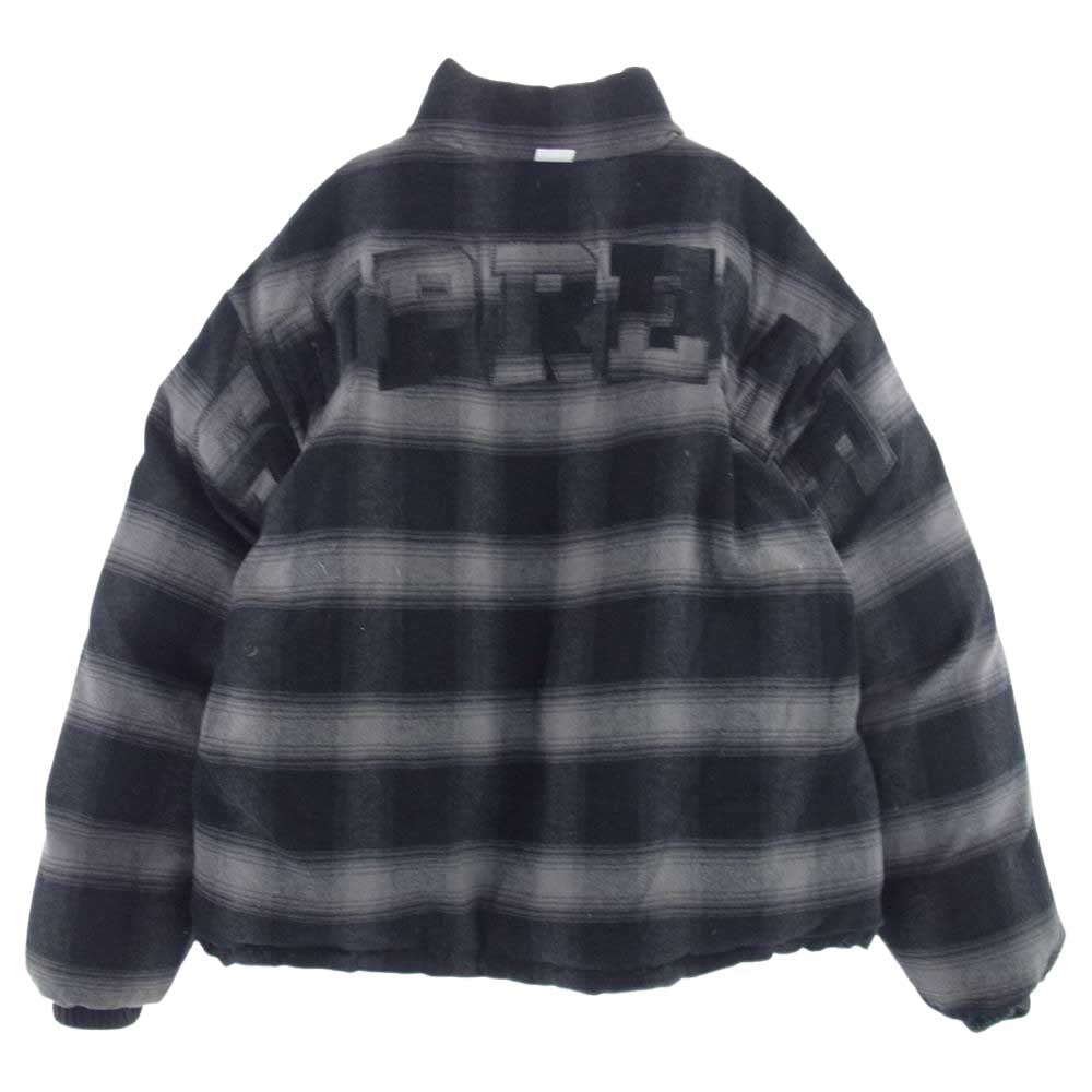 Supreme シュプリーム 22AW Flannel Reversible Puffer Jacket フランネル リバーシブル パファー ジャケット  ブラック系 グレー系 M【中古】