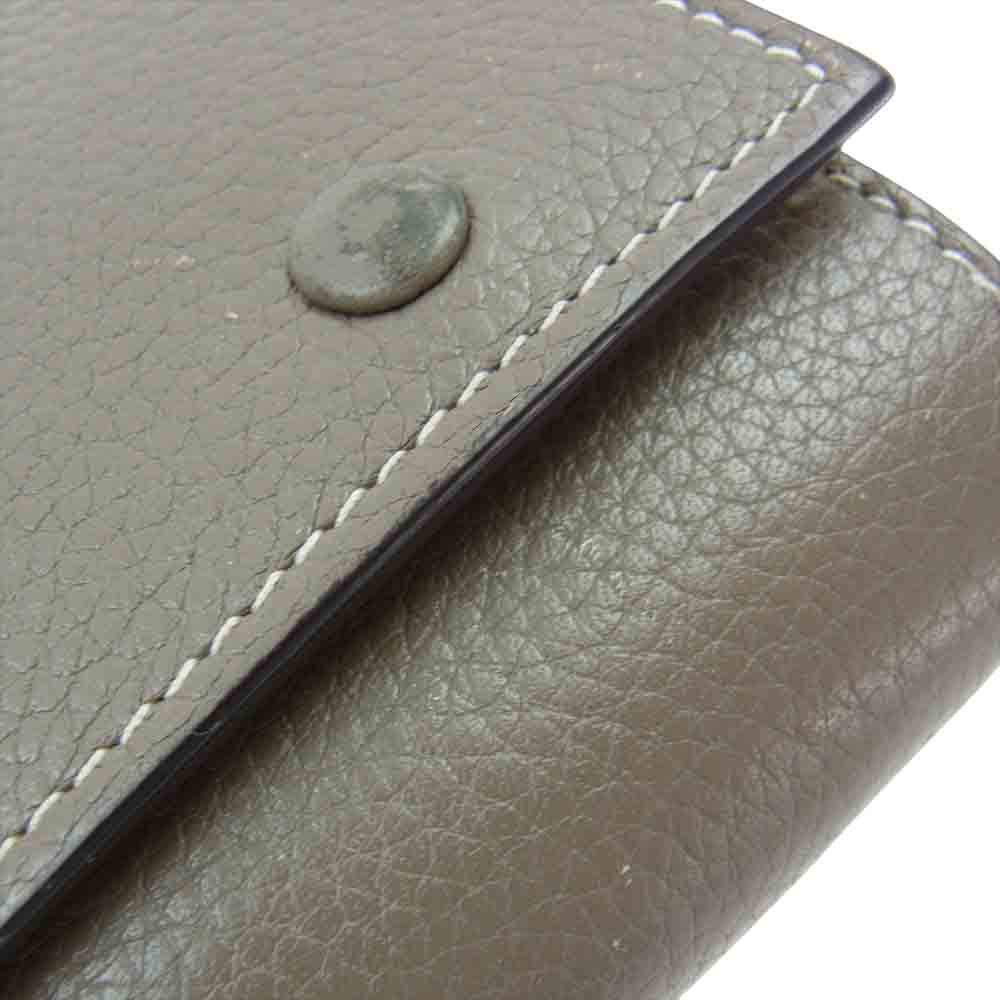 CELINE セリーヌ 101673 ラージフラップ マルチ ファンクション 二つ折り 長財布 イエロー系 グレイッシュオリーブ系【中古】