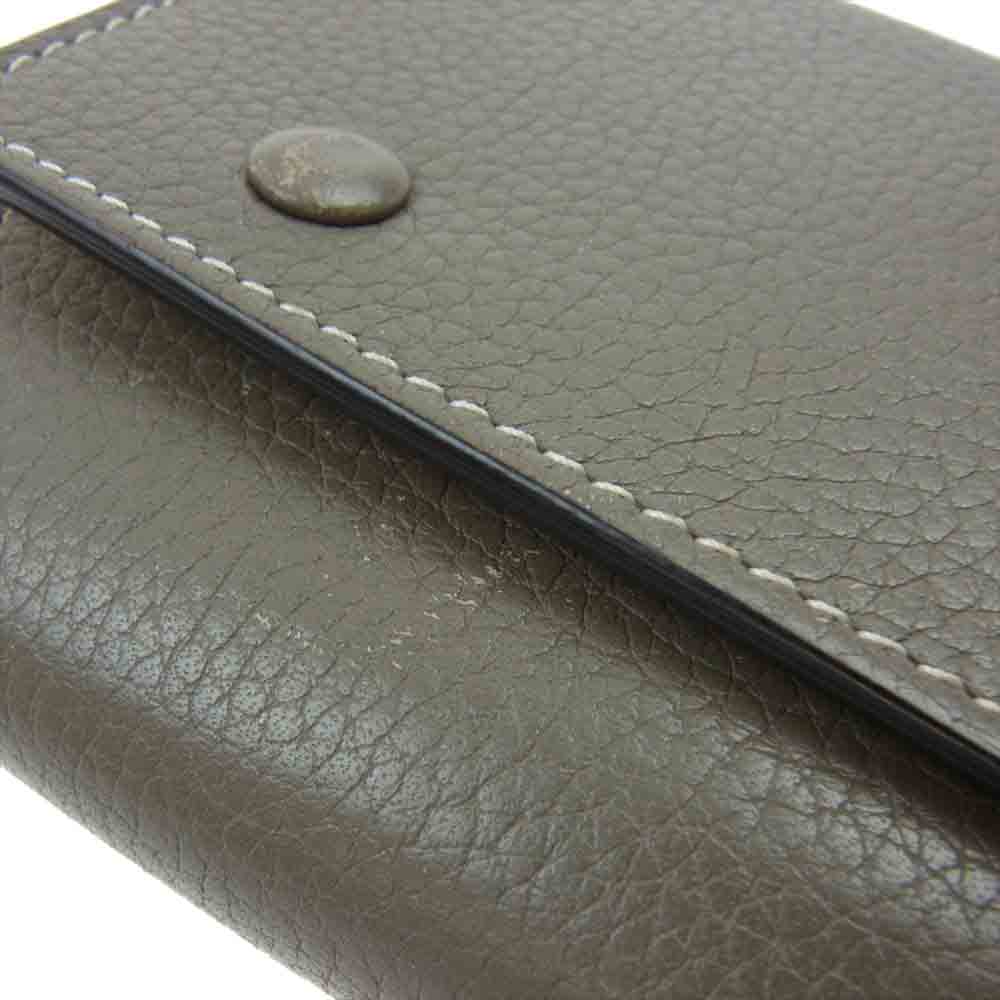CELINE セリーヌ 101673 ラージフラップ マルチ ファンクション 二つ折り 長財布 イエロー系 グレイッシュオリーブ系【中古】