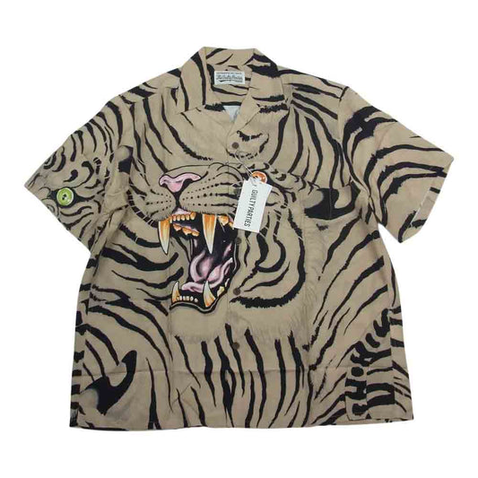 WACKO MARIA ワコマリア 22SS TIMLEHI-WM-HI26 × TIM LEHI ティム リーハイ HAWAIIAN SHIRT TYPE 1 ハワイアン 半袖 シャツ M ベージュ系 M【新古品】【未使用】【中古】