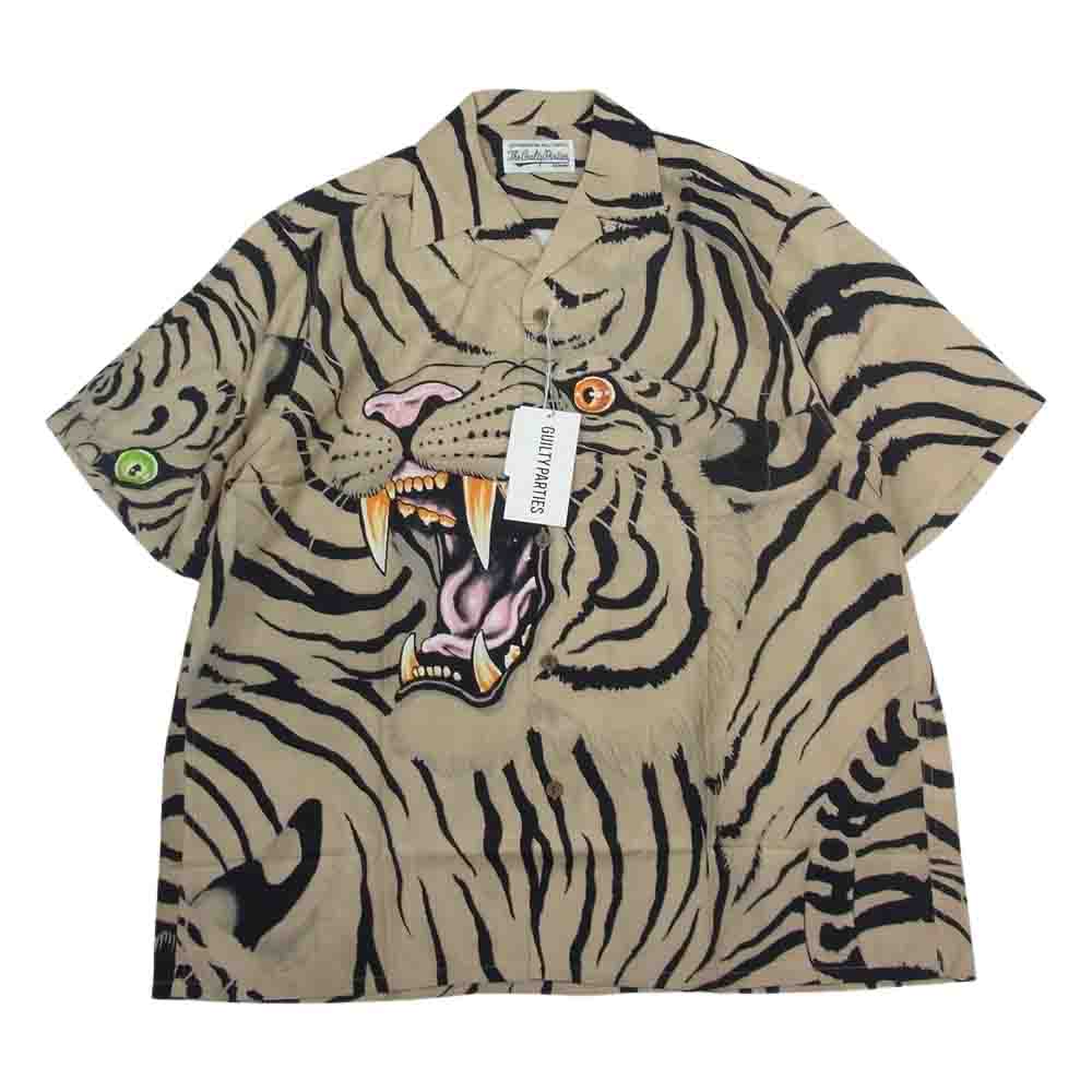 WACKO MARIA ワコマリア 22SS TIMLEHI-WM-HI26 × TIM LEHI ティム リーハイ HAWAIIAN SHIRT TYPE 1 ハワイアン 半袖 シャツ L ベージュ系 L【新古品】【未使用】【中古】