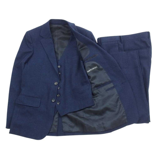 WACKO MARIA ワコマリア Ermeneglido Zegna エルメネジルドゼニア 2B 3ピース ウール セットアップ ネイビー系 M【美品】【中古】