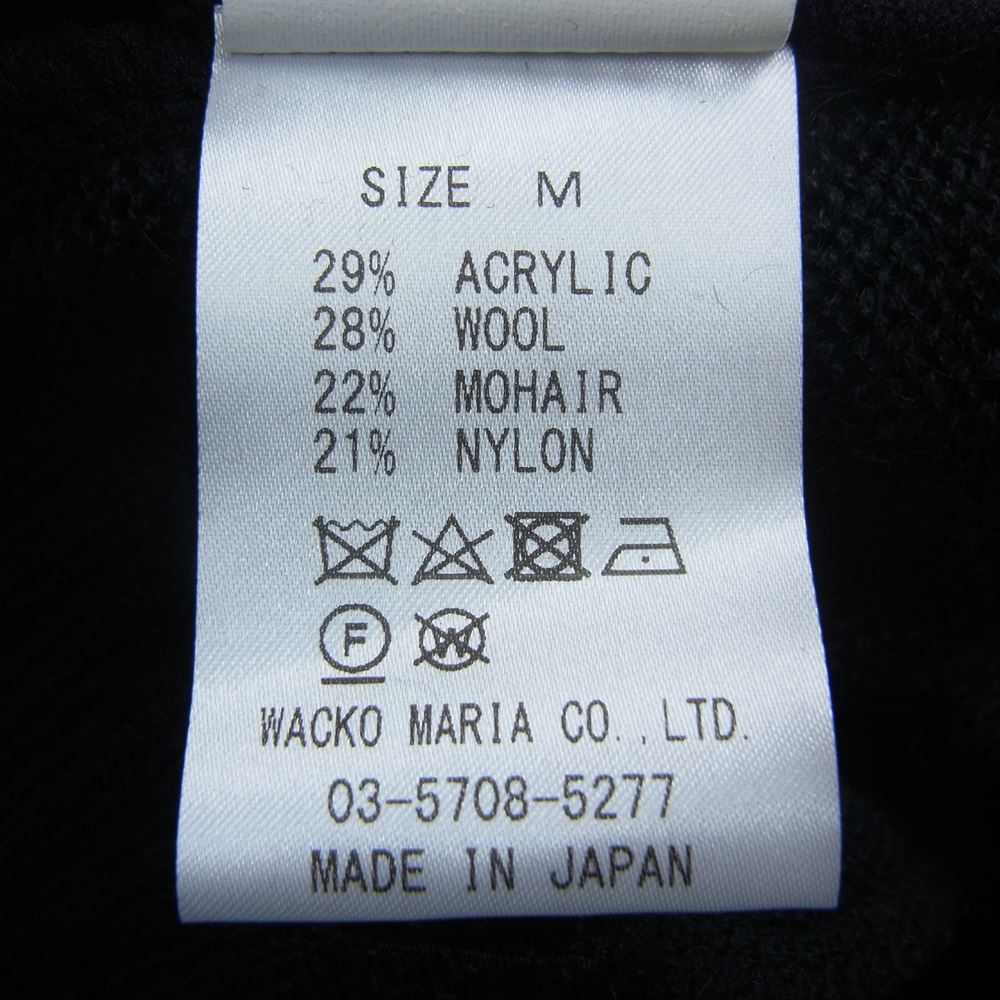 WACKO MARIA ワコマリア 22AW BEP-WM-KN01 × BlackEyePatch ブラックアイパッチ MOHAIR CARDIGAN モヘア ロゴ カーディガン ブラック系 M【新古品】【未使用】【中古】