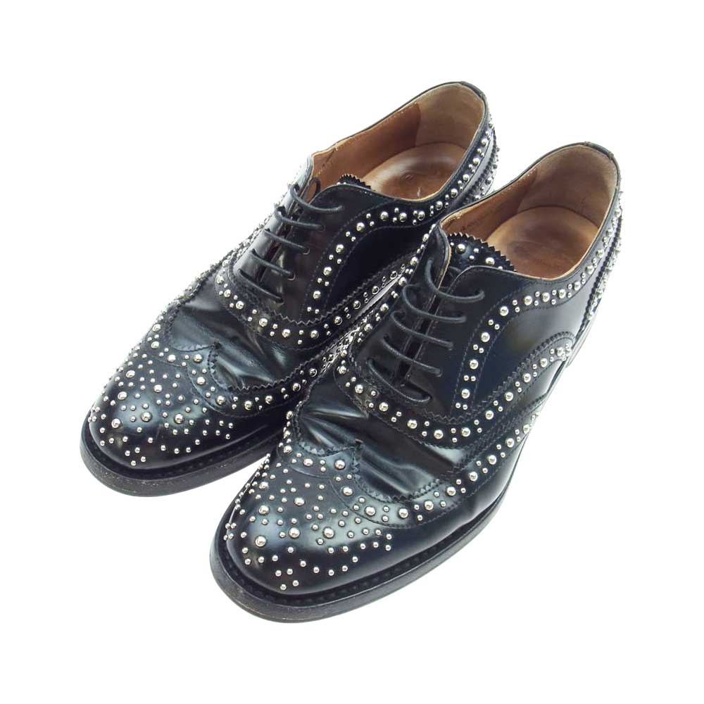 CHURCH'S チャーチ Burwood Met バーウッド スタッズ ウィングチップ ドレス シューズ ブラック系 37.5【中古】