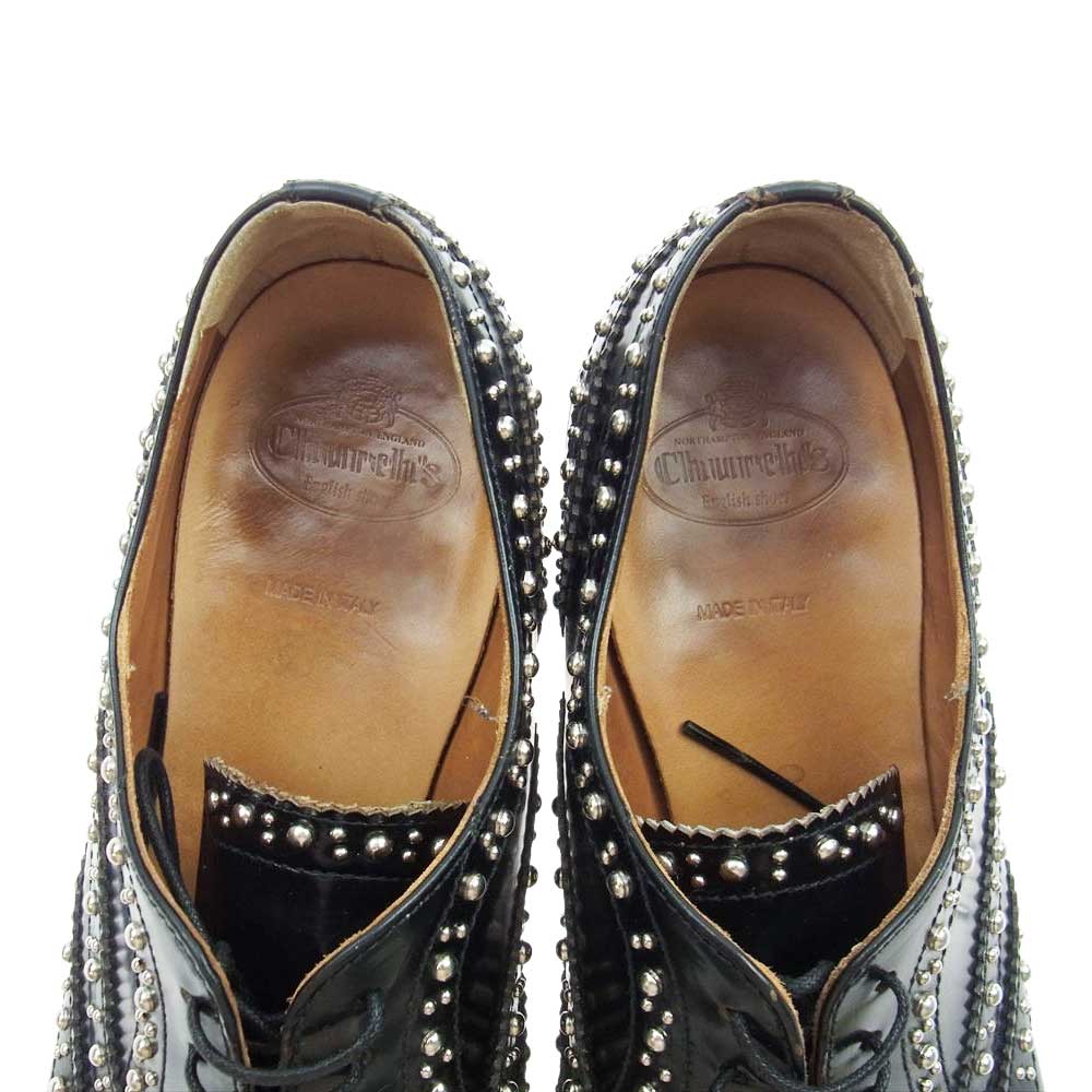 CHURCH'S チャーチ Burwood Met バーウッド スタッズ ウィングチップ ドレス シューズ ブラック系 37.5【中古】