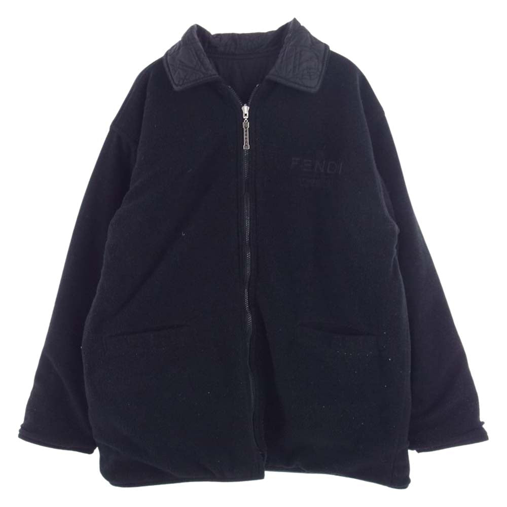 FENDI フェンディ オールド リバーシブル キルティング フリース ジャケット ブラック系【中古】