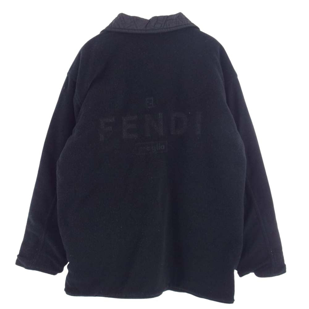 FENDI フェンディ オールド リバーシブル キルティング フリース ジャケット ブラック系【中古】