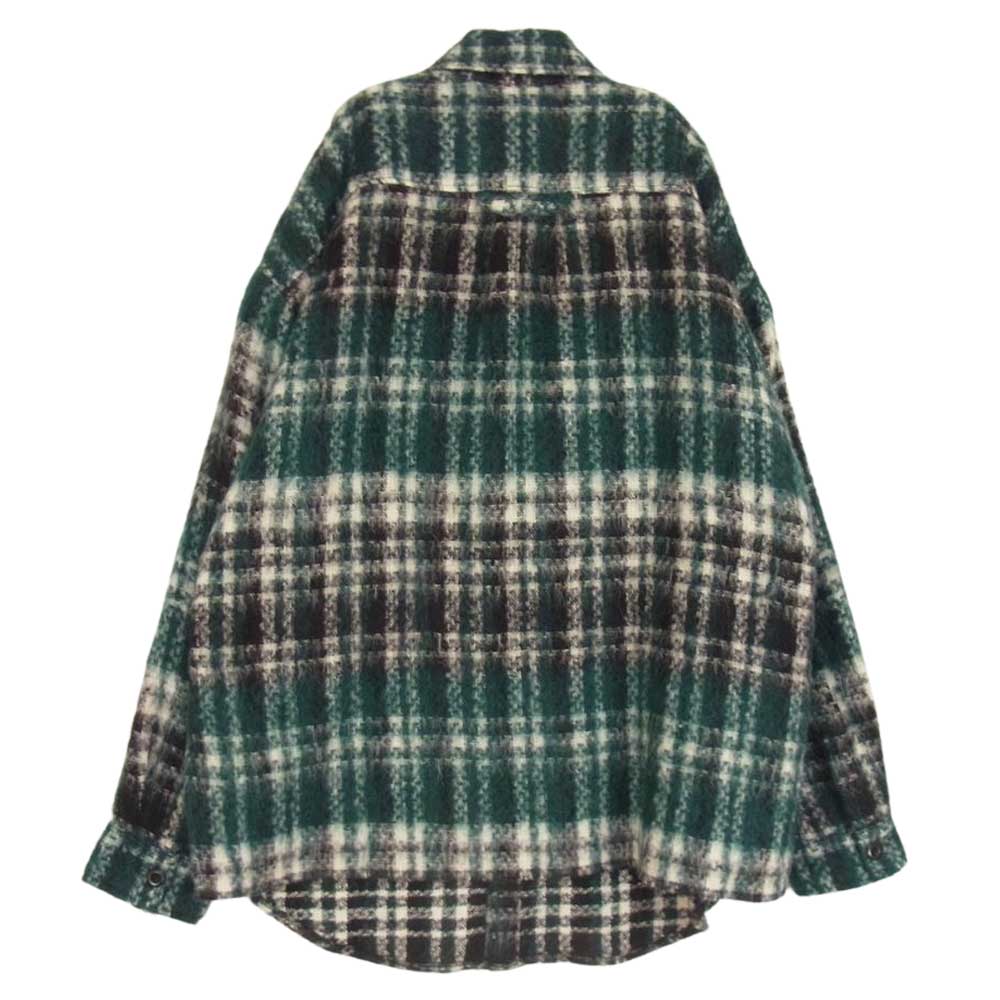 フェイスコネクション TWEED OVERSIZE SHIRT ツイード オーバーサイズ チェック シャツ グリーン系 S【新古品】【未使用】【中古】