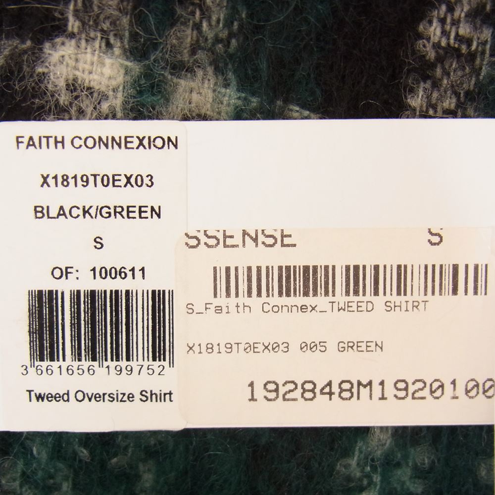 フェイスコネクション TWEED OVERSIZE SHIRT ツイード オーバーサイズ チェック シャツ グリーン系 S【新古品】【未使用】【中古】