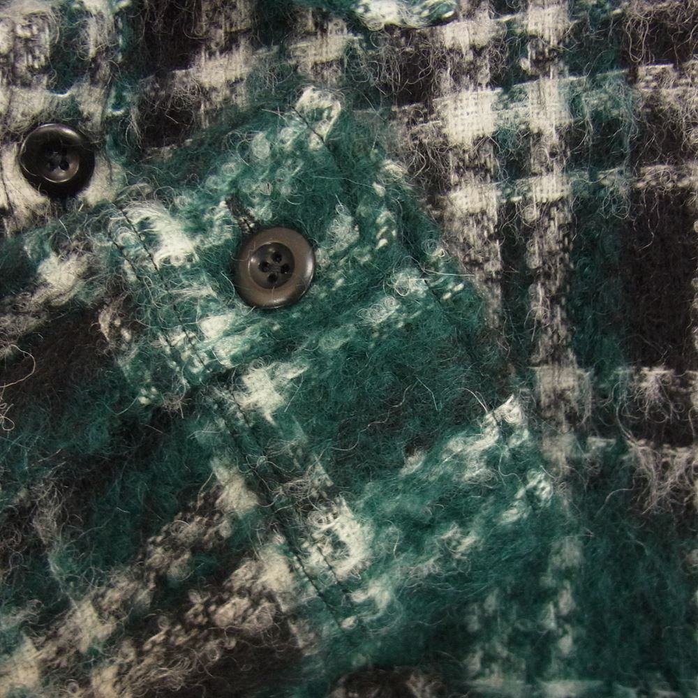 フェイスコネクション TWEED OVERSIZE SHIRT ツイード オーバーサイズ チェック シャツ グリーン系 S【新古品】【未使用】【中古】