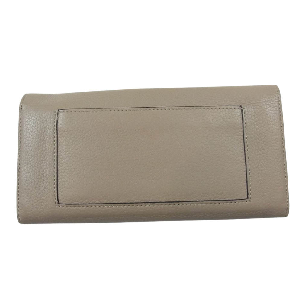 CELINE セリーヌ ラージ フラップ レザー ロング ウォレット 長財布  ベージュ系【中古】