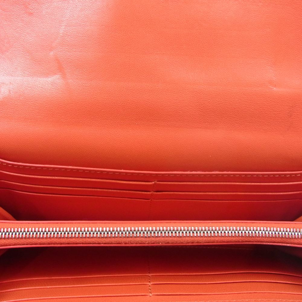 CELINE セリーヌ ラージ フラップ レザー ロング ウォレット 長財布  ベージュ系【中古】