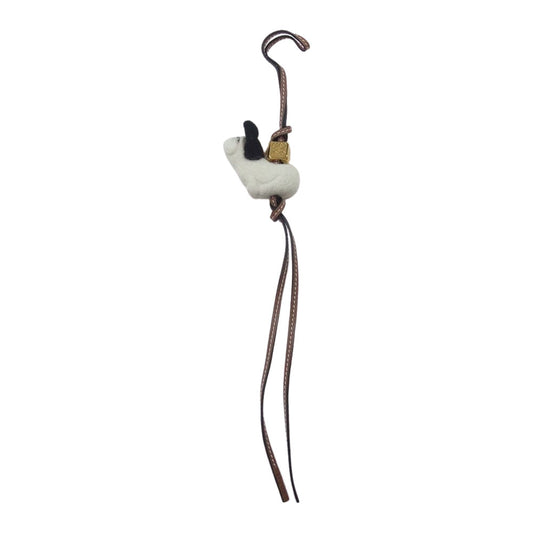 LOEWE ロエベ パピー ドッグ レザー チャーム キーホルダー フェルト×カーフスキン ブラウン系【中古】