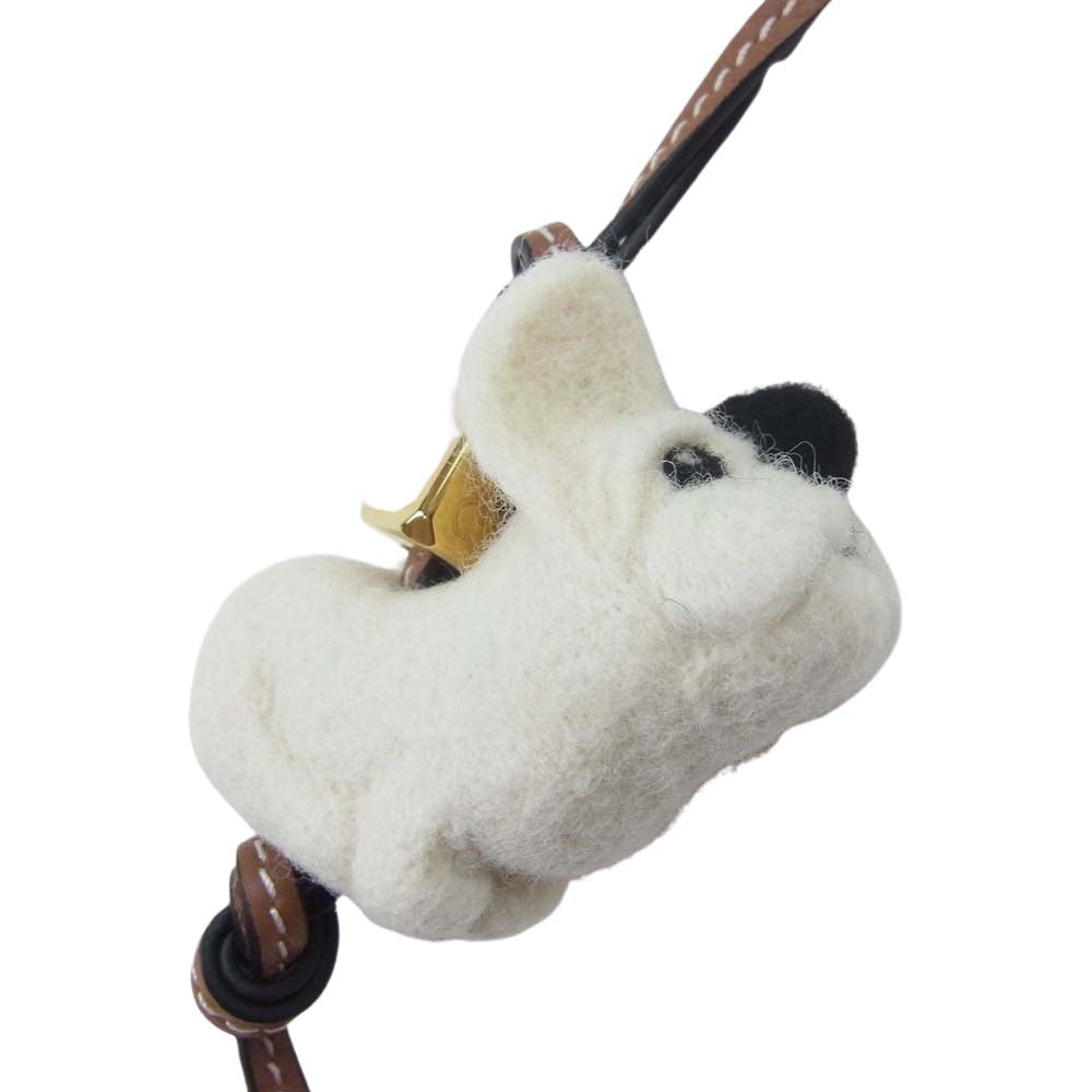 LOEWE ロエベ パピー ドッグ レザー チャーム キーホルダー フェルト×カーフスキン ブラウン系【中古】
