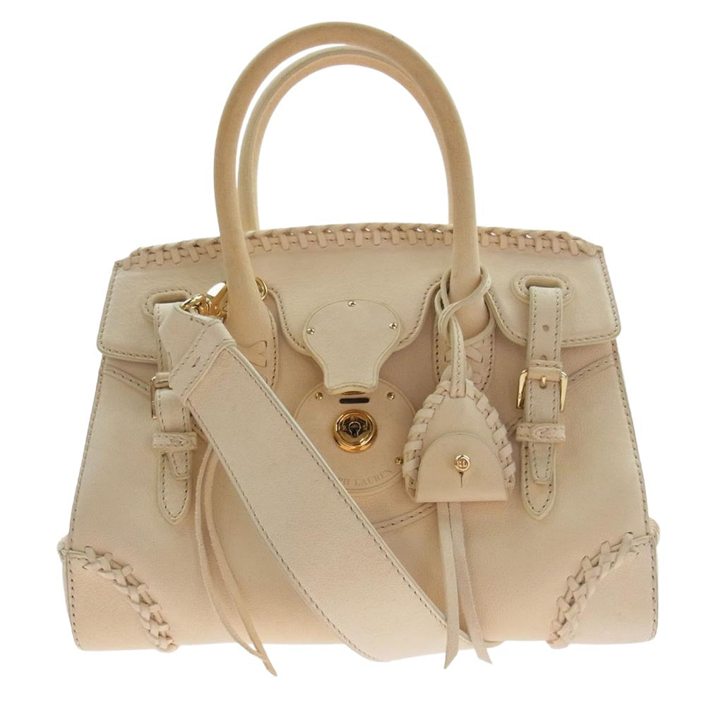 RALPH LAUREN ラルフローレン 563038 リッキー 2WAY レザー ショルダー トートバッグ ベージュ系【中古】