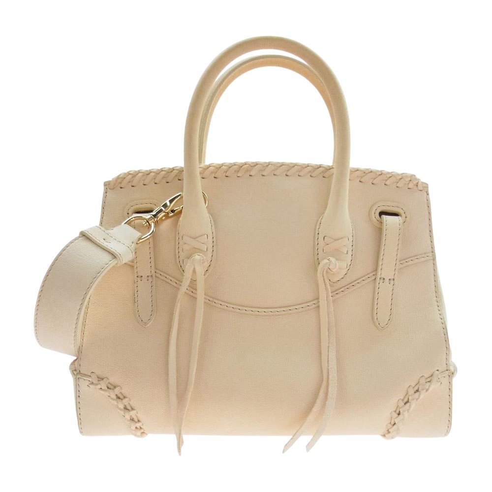 RALPH LAUREN ラルフローレン 563038 リッキー 2WAY レザー ショルダー トートバッグ ベージュ系【中古】