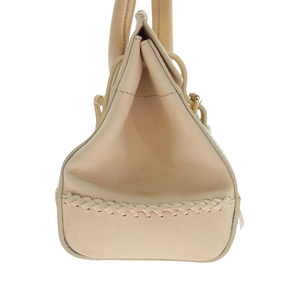 RALPH LAUREN ラルフローレン 563038 リッキー 2WAY レザー ショルダー トートバッグ ベージュ系【中古】